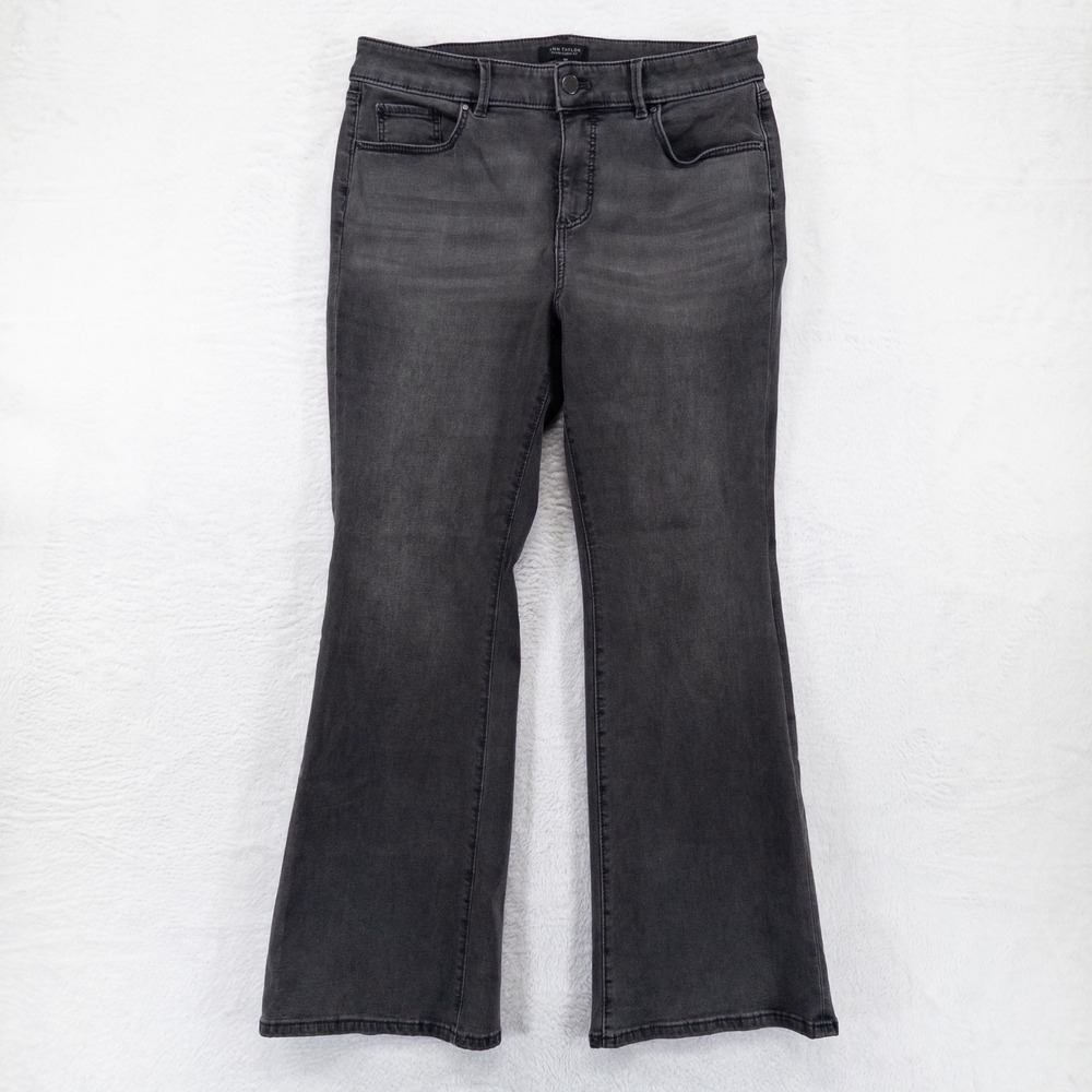 Ann Taylor Womens Jeans 10P Gray The Slim Boot Curvy Fit Stretch Denim Chic *